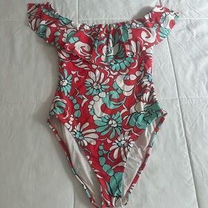 Trina Turk Red, Teal & White Swimsuit